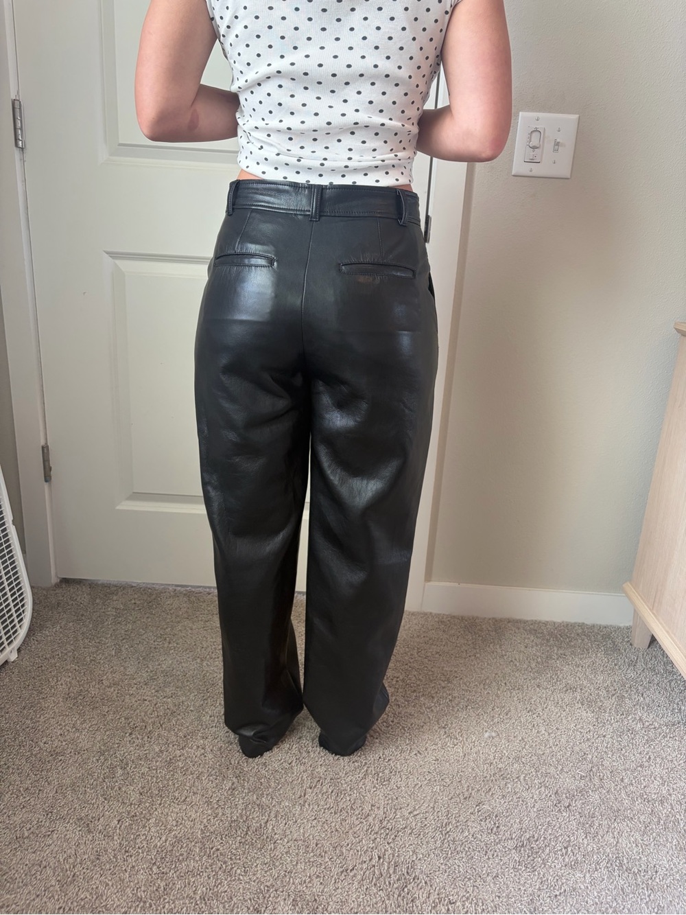 Aritzia Black Faux Leather Wide-Leg Pants